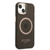 Original Handyhülle IPHONE 13 Guess Hard Case Gold Outline Translucent MagSafe (GUHMP13MHTCMK) schwarz