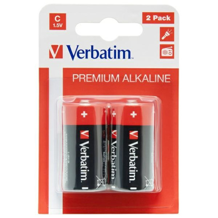 Verbatim Bateria alkaliczna C LR14 2szt   czarny/black 49922