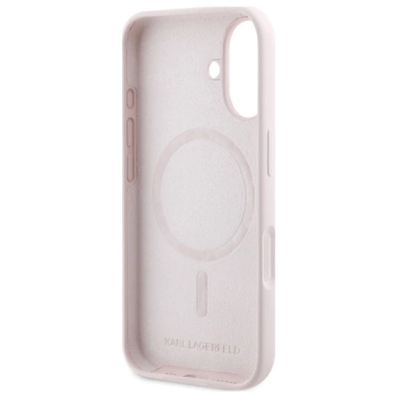 Karl Lagerfeld Silicone Case Heads Print MagSafe for iPhone 16 - Pink
