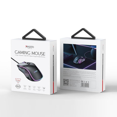 Yesido KB20 Przewodowa Myszka Gamingowa 2.4GHz, BLACK / CZARNY