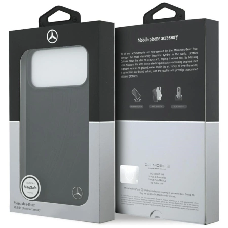 Mercedes Leather Large Laurel Leave MagSafe Case for iPhone 17 Pro Max - Black