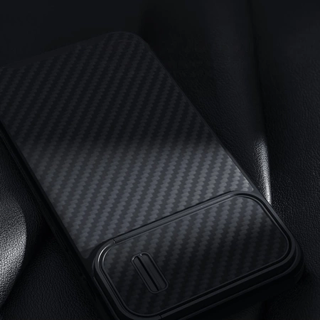 Nillkin Synthetic Fiber S Case iPhone 14 Hülle mit Kameraabdeckung, schwarz