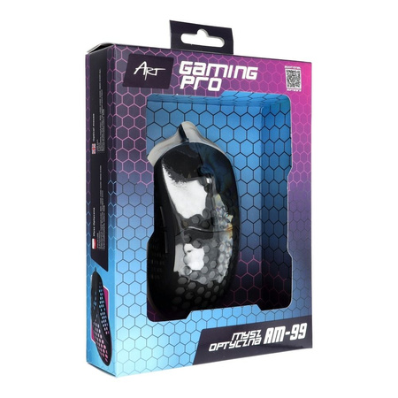 Mysz / Myszka  ART przewodowa-optyczna 6400DPI USB RGB AM-99 ultralekka
