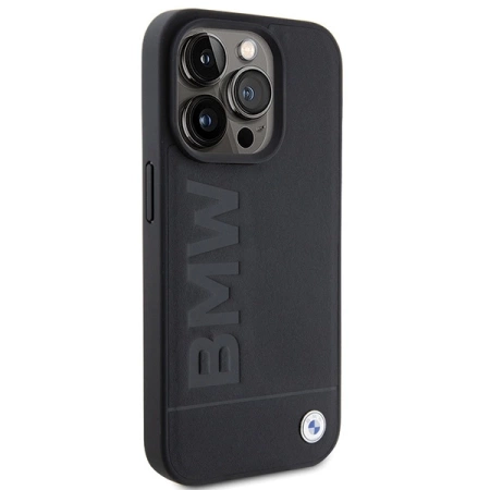 BMW Leder Hot Stamp iPhone 15 Pro Max Hülle - Schwarz