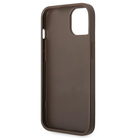 Original Handyhülle IPHONE 14 Guess Hard Case 4G Metal Gold Logo braun