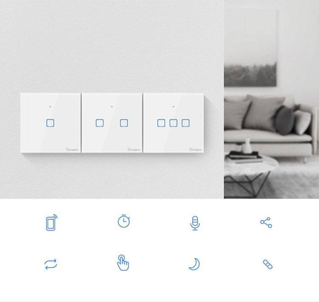 Sonoff T0EU1C-TX dotykowy włącznik światła przełącznik przycisk Wi-Fi biały (IM190314009)