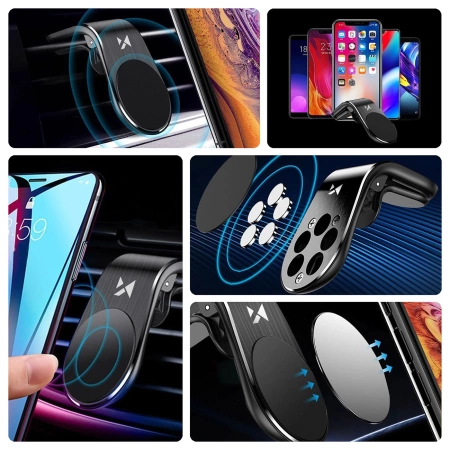 Wozinsky magnetyczny uchwyt samochodowy na kratkę wentylacyjną nawiew czarny (WCH-02)