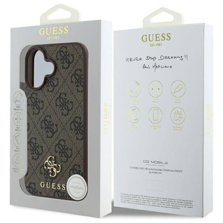 Etui Guess 4G Small Classic MagSafe na iPhone 16 - brązowe