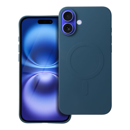 Futerał SILICONE MAG COVER (big hole) kompatybilny z MagSafe do IPHONE 16 Plus niebieski