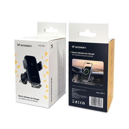Uchwyt samochodowy Wozinsky WEDZ-3Y8S zaciskowy z ładowarką indukcyjną 15W do telefonu na kratkę nawiewu - czarny
