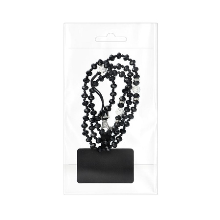 Zawieszka CRYSTAL DIAMOND do telefonu / długość sznura 74cm (37cm w pętli) / na szyję - czarny