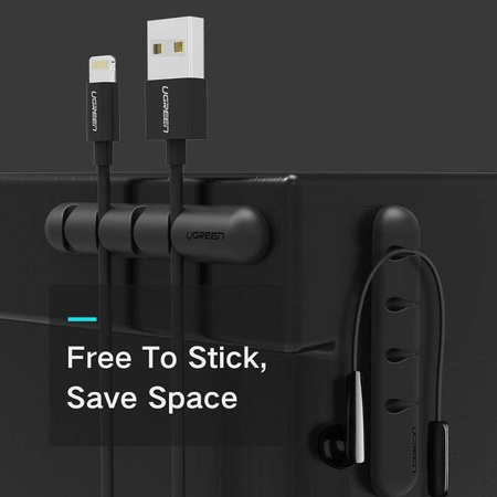Ugreen 2x samoprzylepny organizer na 4 kable przewody czarny (30762)