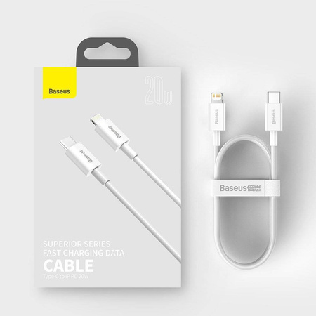 Baseus Superior kabel USB Typ C - Lightning Power Delivery 20 W 2 m Biały (CATLYS-C02)