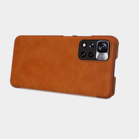 Nillkin Qin Case etui do Xiaomi Redmi Note 11 Pro+ (China) / Redmi Note 11 Pro (China) osłona na aparat kabura pokrowiec obudowa z klapką brązowy