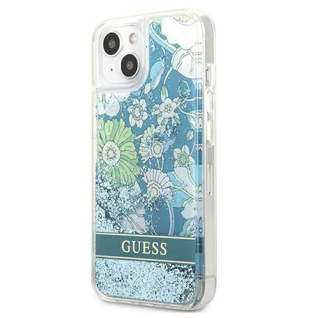 Guess GUHCP13MLFLSN iPhone 13 6.1 "grün / grünes Hardcase Flower Liquid Glitter