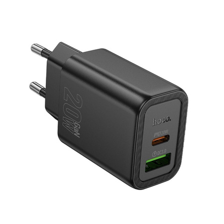 HOCO ładowarka sieciowa USB A + Typ C PD QC3.0 3A 20W N61 czarna