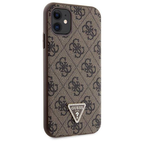 Original Handyhülle IPHONE 11 / XR Guess Hardcase Crossbody 4G Metal Logo (GUHCN61P4TDSCPW) braun