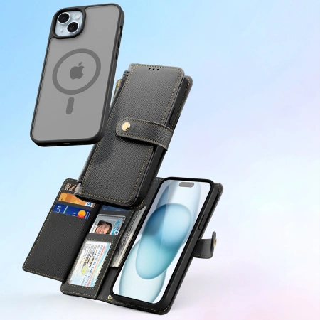 Dux Ducis Lawa Lederhülle für iPhone 15 - Schwarz