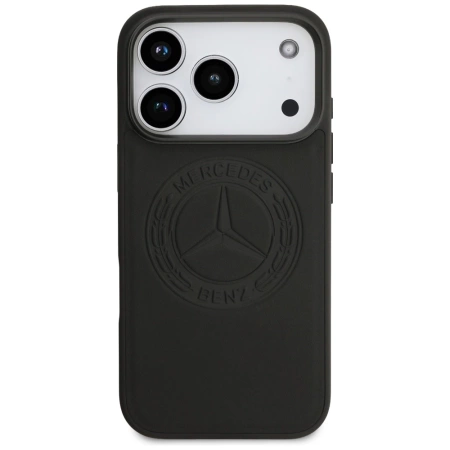 Mercedes Leather Vintage Logo MagSafe Case for iPhone 17 Pro - Black