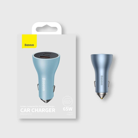 Baseus Golden Contactor Pro USB-A car charger + 2x USB-C 65W dark gray (CGJP010013)