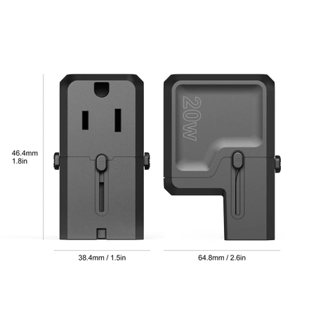 Ładowarka podróżna Choetech PD6038 USB-C USB-A PD 20W USA EU UK AU - czarna