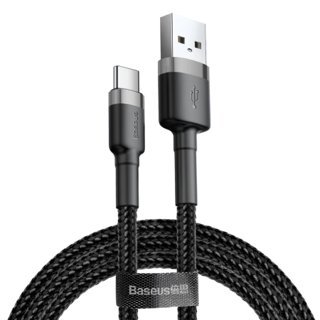 Baseus Cafule Cable - Kabel do ładowania i transmisji danych USB do USB-C 2 A, 2 m (szary/czarny)