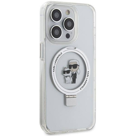 Karl Lagerfeld KLHMP14LHMRSKCH iPhone 14 Pro 6,1&quot; weiß/weiß Hardcase Ringständer Karl&amp;Choupette MagSafe
