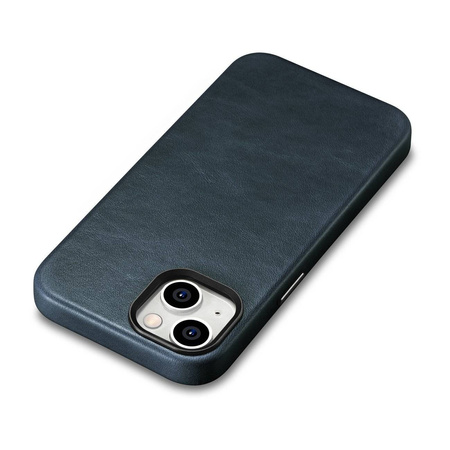 iCarer Oil Wax Premium Leather Case iPhone 14 Magnetic Leather Case with MagSafe dark blue (WMI14220701-BU)