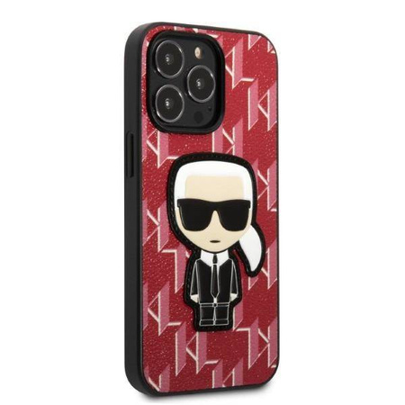 Original Handyhülle IPHONE 13 PRO MAX Karl Lagerfeld Hardcase Monogram Ikonik Patch rot
