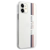 US Polo Assn Shiny Tricolor Stripes - Etui iPhone 12 Mini (biały)