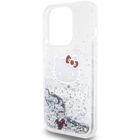Hello Kitty Liquid Glitter Charms Kitty Head case for iPhone 14 Pro Max - silver