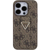 Guess Grip Stand 4G Triangle Strass Hülle für iPhone 15 Pro Max - braun