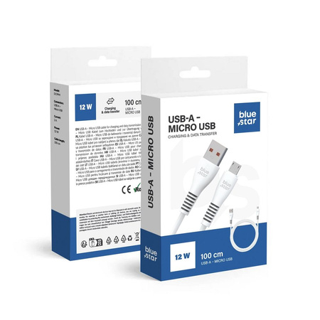 BLUE STAR kabel USB A do Micro USB 2A 12W DC99M 1 m biały