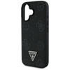 Guess Grained Hot Stamp Peony Triangle Logo MagSafe - Etui do iPhone 16 (czarny)