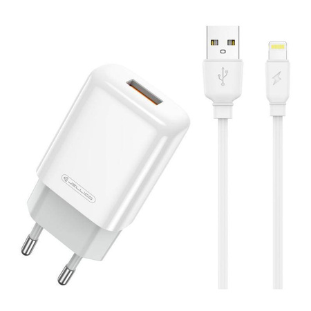 Ładowarka Sieciowa 2.4A USB + Kabel USB - Lightning Jellico EU01 białe