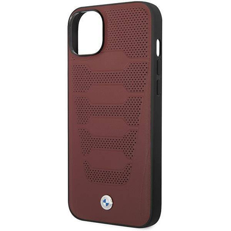 Original Handyhülle IPHONE 14 BMW Leather Seats Pattern MagSafe (BMHCP14S22RPSR) burgund