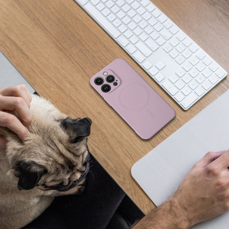 Futerał SILICONE MAG COVER kompatybilny z MagSafe do IPHONE 16 różowy