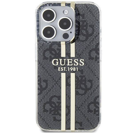 Oryginalne Etui GUESS Hardcase GUHCP15LH4PSEGK do iPhone 15 Pro (4G Gold  Stripe / czarny)