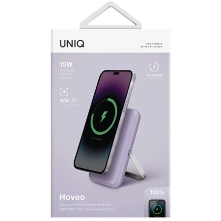 Powerbank Uniq Hoveo magnetisch 5000mAh USB-C 20W PD - Lila