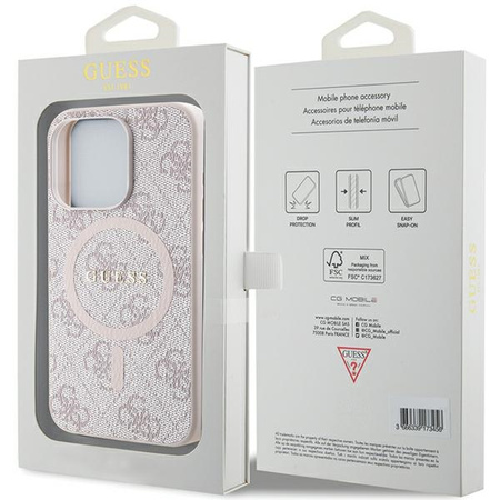 Oryginalne Etui GUESS Hardcase GUHMP14XG4GFRP do iPhone 14 Pro Max (Kompatybilny z Magsafe / 4G Ring classic logo / różowy)
