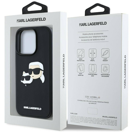 Schutzhülle IPHONE 16 PRO MAX Karl Lagerfeld HC 3D Rubber Double Heads schwarz