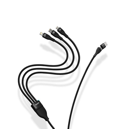 Baseus Flash Series II USB Typ C / USB Typ A Kabel - USB Typ C / Lightning / Micro USB 100 W 1,2 m blau (CASS030103)