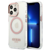 Original Handyhülle IPHONE 13 PRO Guess Hard Case Metal Outline Magsafe (GUHMP13LHTRMP) rosa