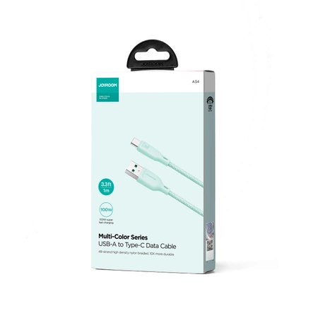 Joyroom Multi-Color Series SA34-AC6 USB-A/USB-C-Kabel 100 W, schnelle Übertragung, 1 m – Grün