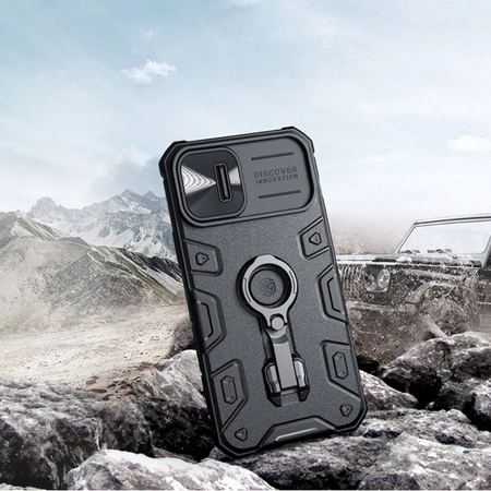 Nillkin CamShield Armor Pro Case iPhone 14 Plus case armored cover with camera cover ring stand black