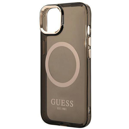 Guess Gold Outline Translucent MagSafe - Etui iPhone 14 (czarny)