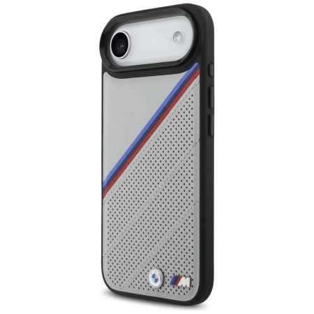 BMW M Tricolor Metal Logo MagSafe Case für iPhone 17 Air – Grau