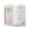 Oryginalne Etui APPLE IPHONE 15 PRO MAX Guess Hardcase IML Iridescent MagSafe (GUHMP15XHITSP) różowe