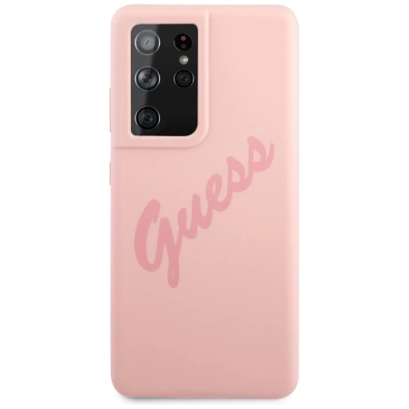 Guess GUHCS21LLSVSPI S21 Ultra G998 różowy/pink hardcase Script Vintage