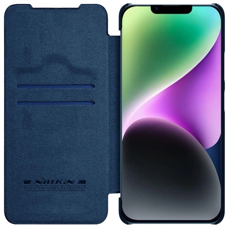 Nillkin Qin Leder Pro Hülle iPhone 14 Plus Kamerahülle Holsterhülle Klapphülle Blau